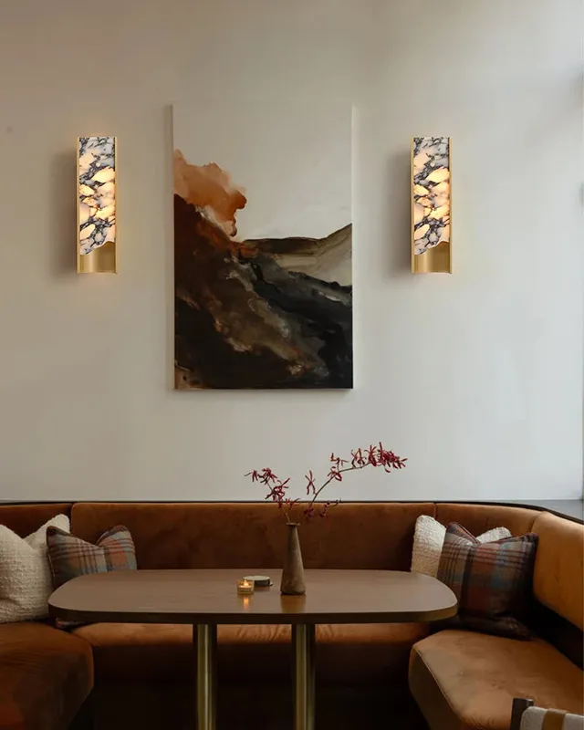 LightsStory Alabaster Square Wall Sconce - Heritage Brass - Bespoke — LightsStory LED Wall Lights  