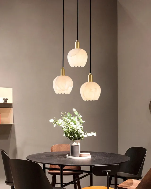 LightsStory Alabaster Flower Cluster Pendant Light - Heritage Brass — LightsStory LED Pendant Lights  