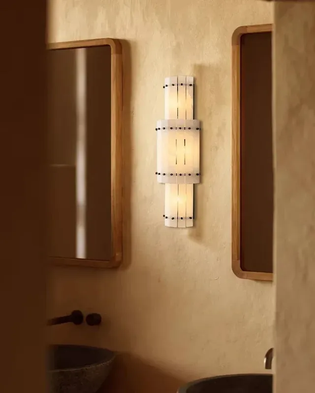 Val d’Isère Alabaster Wall Sconce - Serene Square - Small Natural Stone — LightsStory LED Linear Lights  