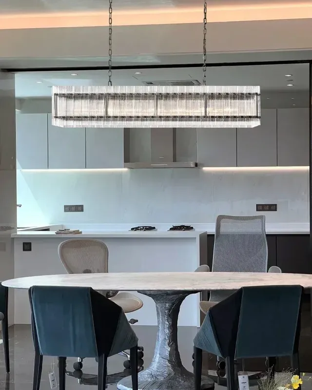 Val d’Isère Statement Rectangular Pendant Light - Ribbed Glass XL — LightsStory LED Linear Lights  