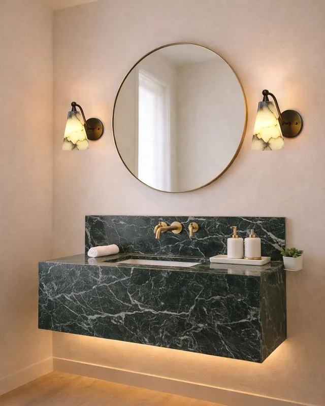 LightsStory Alabaster Conical Wall Sconce - Bespoke Natural Stone — LightsStory LED Wall Lights  