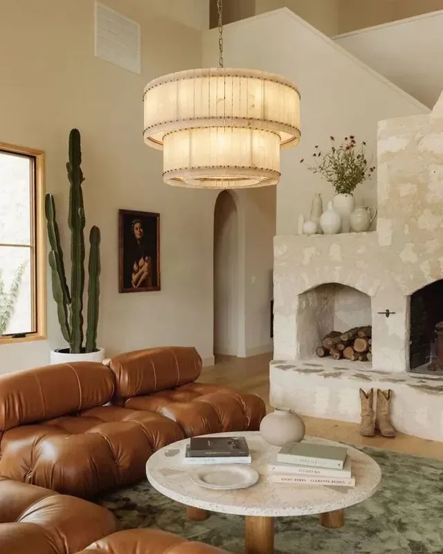 Val d’Isère Statement Alabaster Chandelier - Triple Tier Drum — LightsStory LED Pendant Lights  