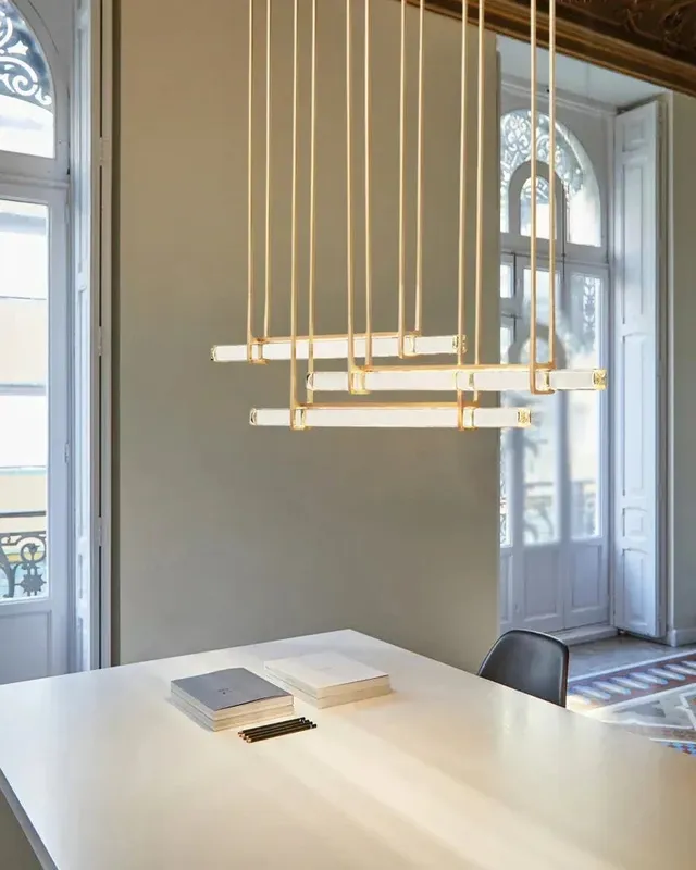 Valence Crystal Linear Statement Chandelier - Brass & Black Cluster — LightsStory LED Linear Lights  