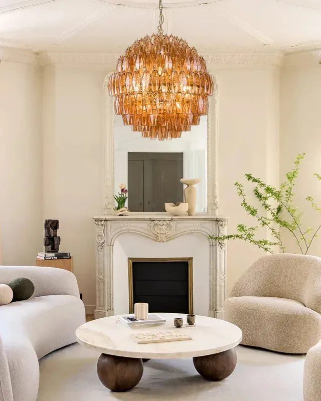 LightsStory Ethereal Murano Glass Drum Chandelier - Lux Heritage Brass — LightsStory LED Pendant Lights  