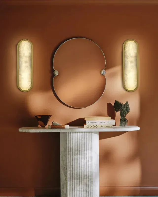 LightsStory Serene Alabaster Geometric Wall Sconce - Long Oval — LightsStory LED Wall Lights  