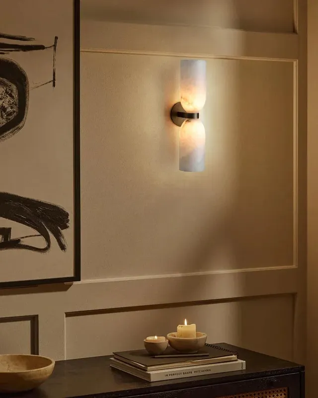 LightsStory Alabaster Geometric Wall Lamp - Lux Natural Double Stone — LightsStory LED Wall Lights  