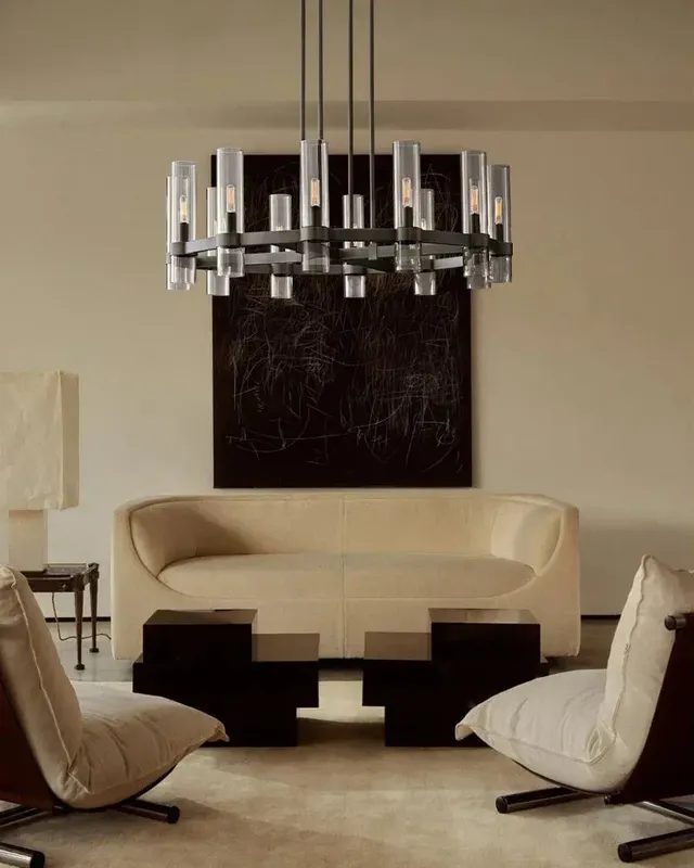 LightsStory Glass Cylinder Cluster Pendant Light - Statement Round — LightsStory LED Pendant Lights  
