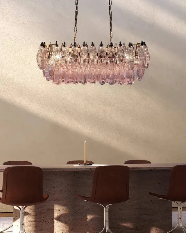 LightsStory Ethereal Rectangle Chandelier - Pink Murano Glass - XL — LightsStory LED Linear Lights  