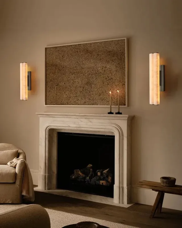 LightsStory Linear Alabaster Wall Sconce - Serene White - Brass Lines — LightsStory LED Linear Lights  