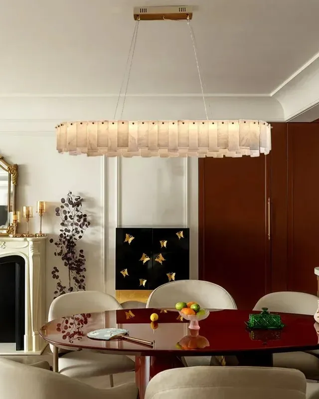 LightsStory Statement Alabaster Chandelier - Rectangular Oval - Medium — LightsStory LED Pendant Lights  