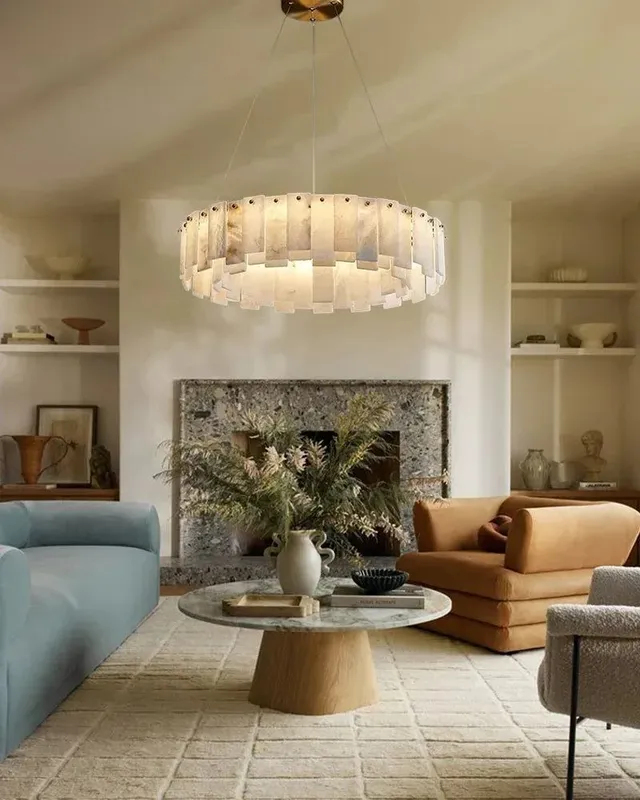 LightsStory Alabaster Circle Pendant Light - Statement White Marble — LightsStory LED Pendant Lights  