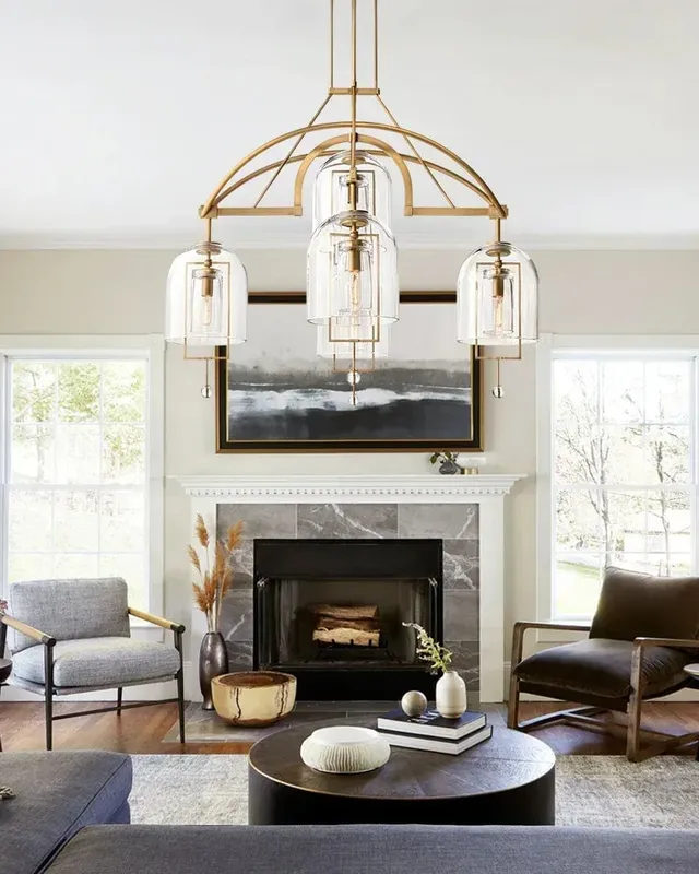 LightsStory Statement Bell Chandelier - Sculptural Glass & Brass — LightsStory LED Pendant Lights  
