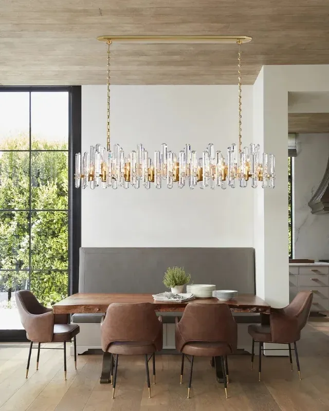 LightsStory Prismatic Linear Chandelier - Statement K9 Crystal Brass — LightsStory LED Linear Lights  