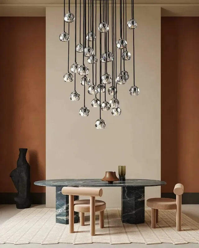 LightsStory Prismatic Crystal Cluster Chandelier - Statement Brass — LightsStory LED Pendant Lights  