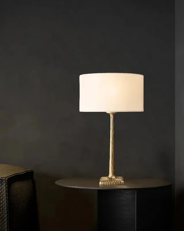 LightsStory Serene Round Table Lamp - Geometric Fabric - Small White — LightsStory LED General Lighting  