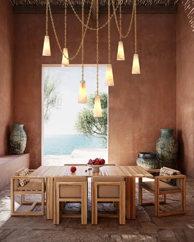 LightsStory Geometric Cluster Chandelier - Serene Alabaster & Brass — LightsStory LED Pendant Lights  