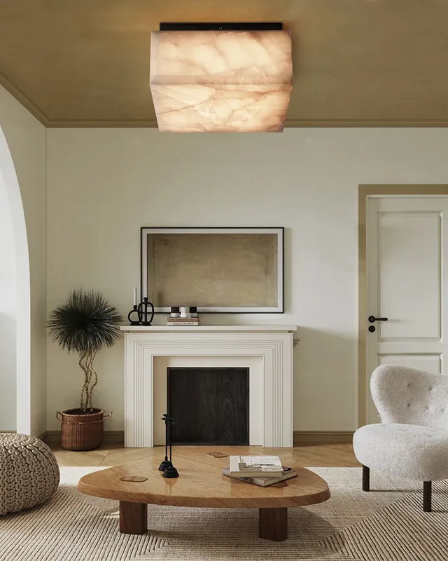 LightsStory Ethereal Alabaster Flush Mount Ceiling Light - Iconic Round & Square — LightsStory LED Ceiling Lights  