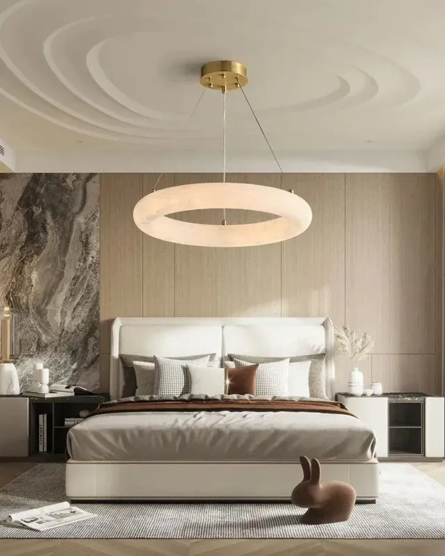 LightsStory Alabaster Ring Pendant Light - Serene White XL Statement — LightsStory LED Pendant Lights  