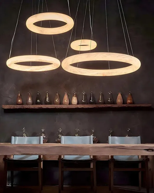 LightsStory Statement Ring Pendant Light - Natural Alabaster - XL — LightsStory LED Pendant Lights  