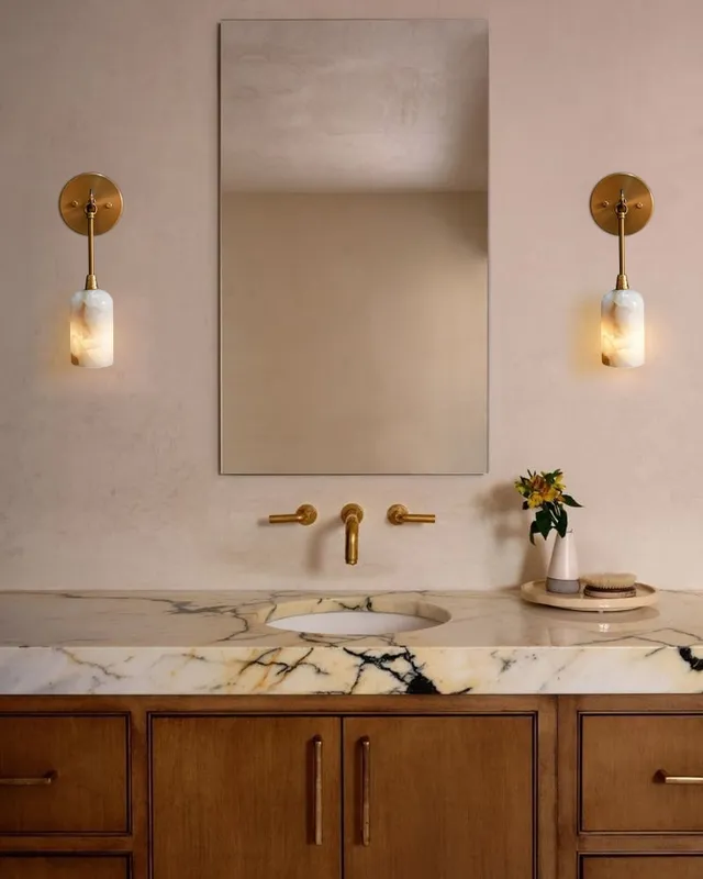 LightsStory Serene Alabaster Round Wall Sconce - Small White Stone — LightsStory LED Wall Lights  