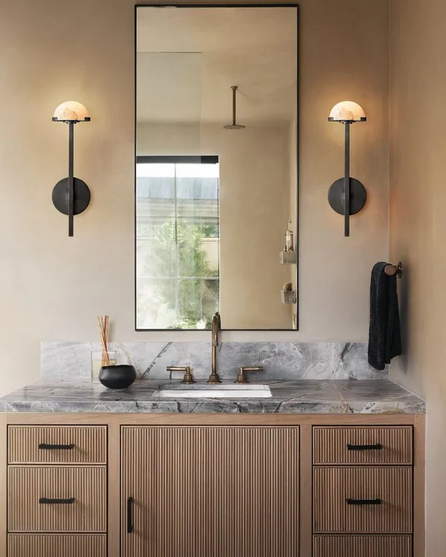 Comporta Serene Alabaster Wall Sconce - Round Natural Stone - Small — LightsStory LED Wall Lights  
