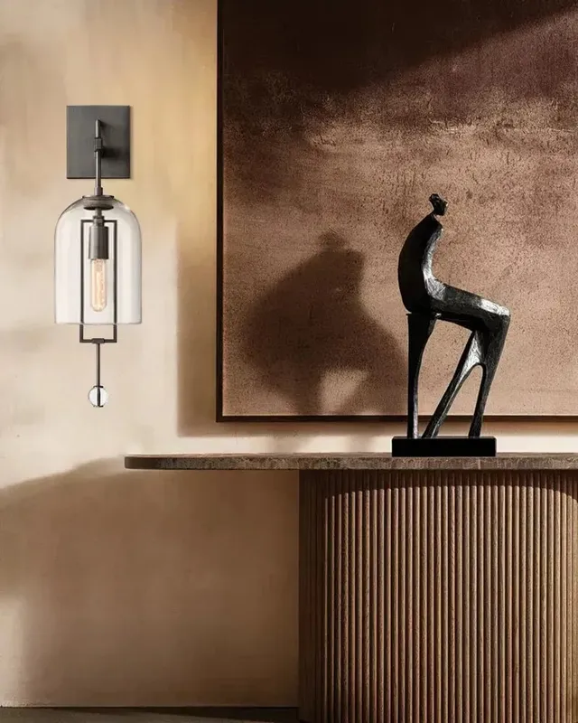 Rockport Round Glass Wall Sconce - Statement Brushed Brass - Small — LightsStory LED Wall Lights  