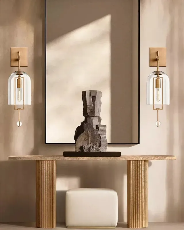 Rockport Round Statement Wall Sconce - Brushed Brass & Glass — LightsStory LED Wall Lights  