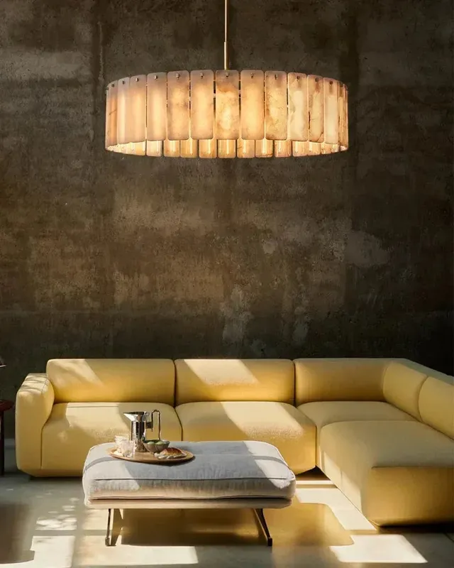 Winchester Alabaster Round Chandelier - Serene White - Statement Piece — LightsStory LED Pendant Lights  