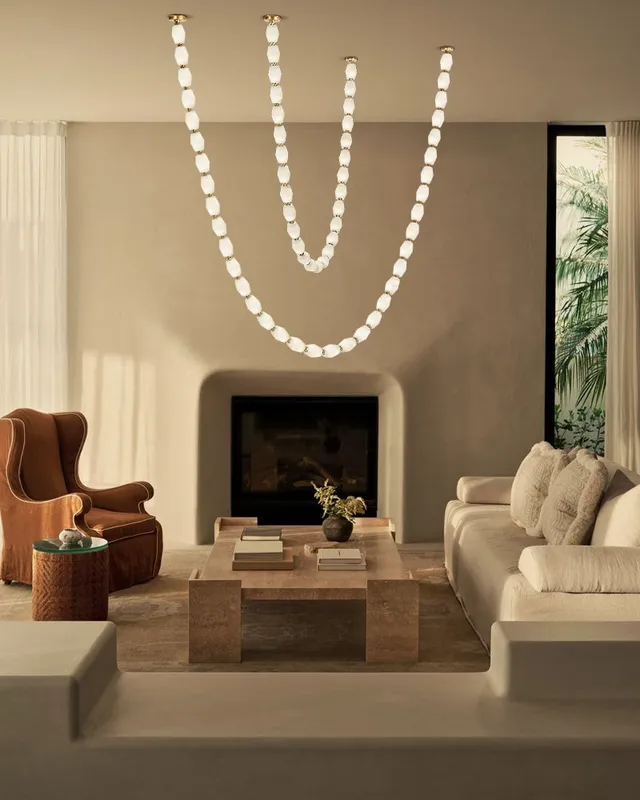 Clairval Linear Alabaster Pendant Light - Statement Natural White — LightsStory LED Linear Lights  