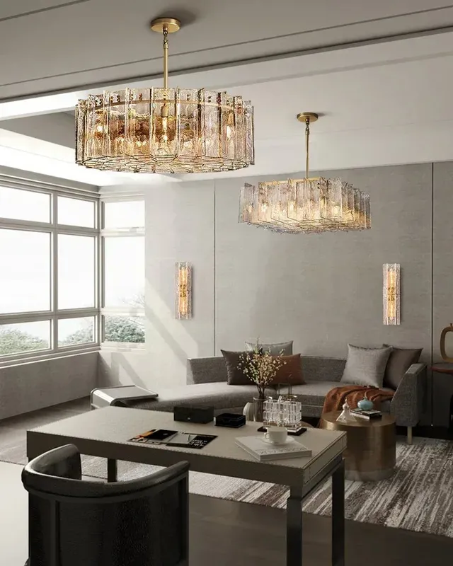 Gordes Statement Round Chandelier - Transparent & Smoky Glass — LightsStory LED Pendant Lights  