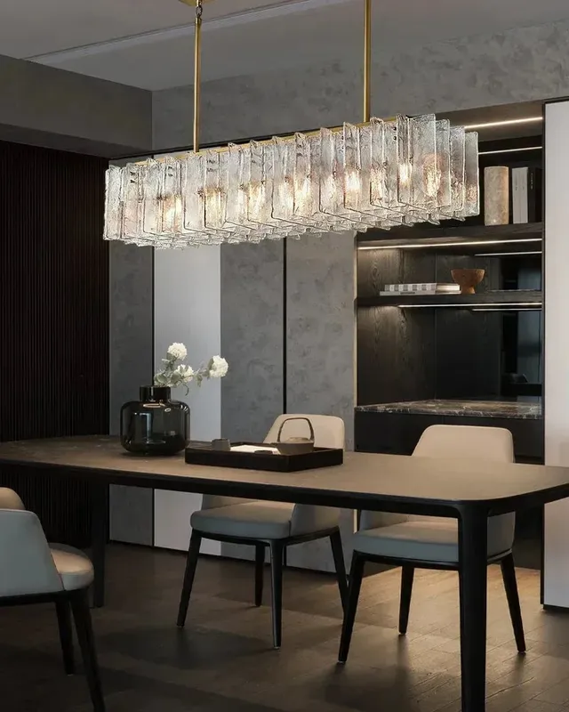 Gordes Statement Rectangular Chandelier - Clear & Smoky Glass — LightsStory LED Linear Lights  