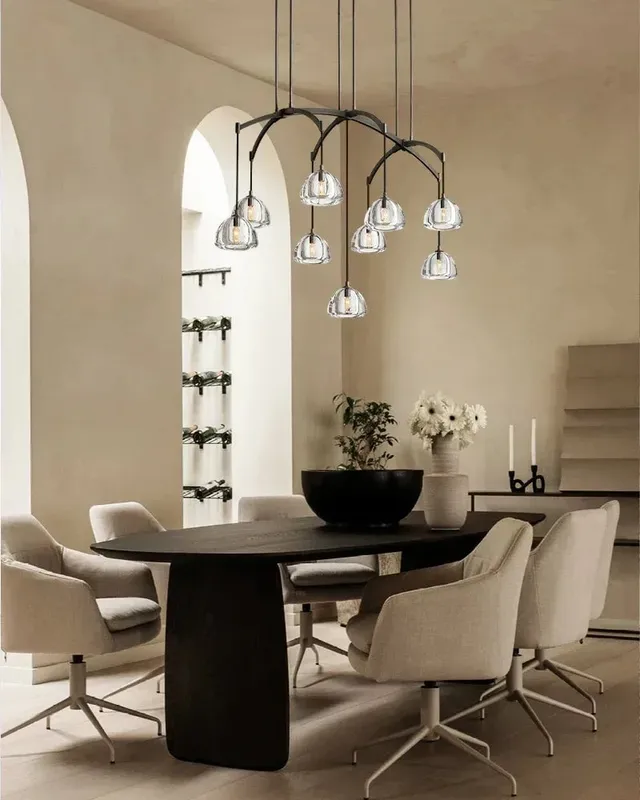 Verbier Crystal Cluster Pendant Light - Statement Round - Black Steel — LightsStory LED Linear Lights  