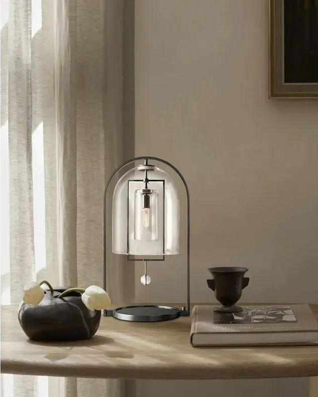 Amalfi Round Table Lamp - Heritage Brass - Iconic Clear Glass — LightsStory LED General Lighting  