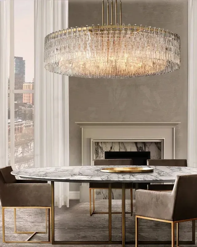Montreux Statement Pendant Light - Round & Rectangle Crystal Design — LightsStory LED Pendant Lights  