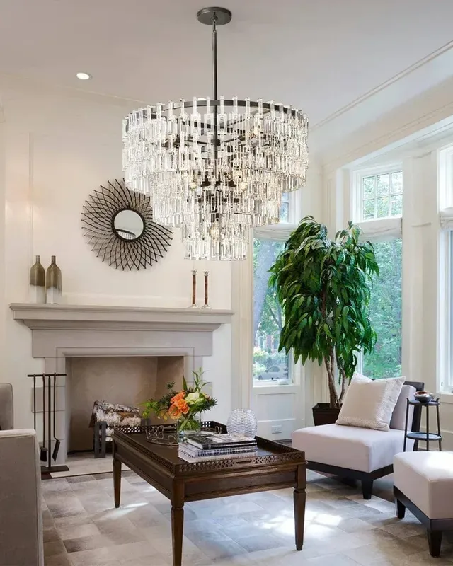 Montreux Round Statement Chandelier - Triple Tier Crystal - Clear — LightsStory LED Pendant Lights  