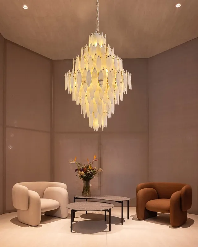 LightsStory Alabaster Statement Pendant Light - Multi-Tier Round — LightsStory LED Pendant Lights  