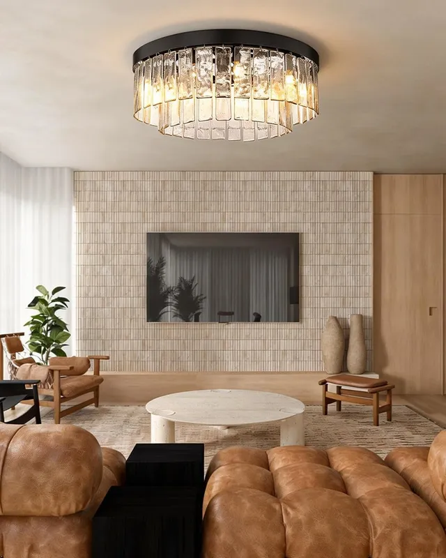 Courmayeur Glass Drum Ceiling Light - Elegant Double Tier — LightsStory LED Pendant Lights  