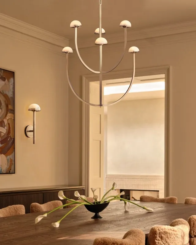 Comporta Alabaster Dome Chandelier - Serene Black & Gold - Two-Tier — LightsStory LED Pendant Lights  