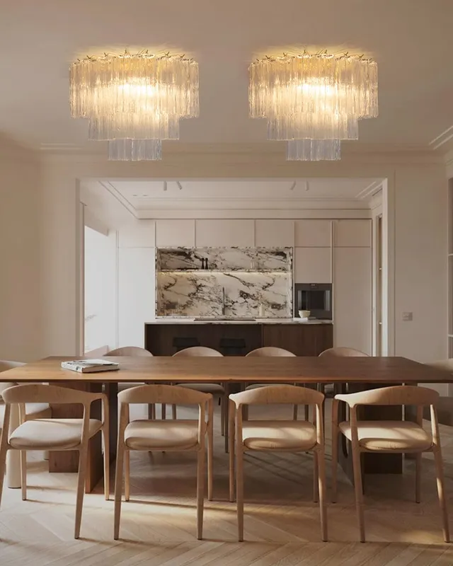 Cortina Murano Glass Tube Ceiling Light Round - Tiered Flush Mount — LightsStory LED Ceiling Lights  