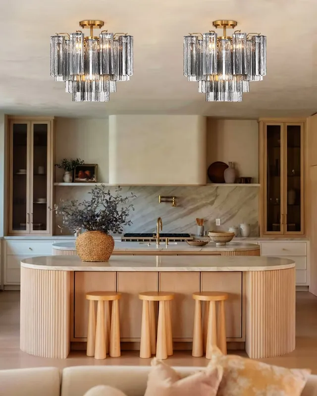 LightsStory Murano Ribbed Glass Round Lux Ceiling Light - Statement Design — LightsStory LED Linear Lights  