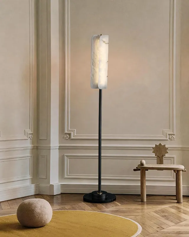 LightsStory Timeless Linear Floor Lamp - Alabaster & Heritage Brass — LightsStory LED Linear Lights  