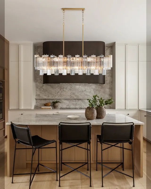 Cortina Murano Glass Rectangle Pendant Light - Layered Statement XL — LightsStory LED Linear Lights  