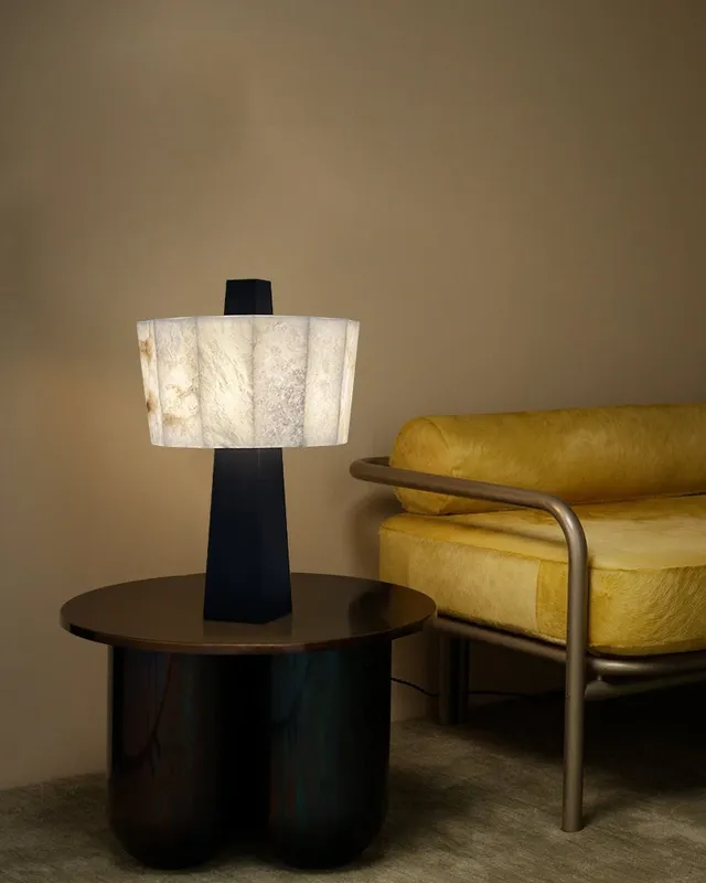 LightsStory Alabaster Round Table Lamp - Signature Black - Curated — LightsStory LED General Lighting  