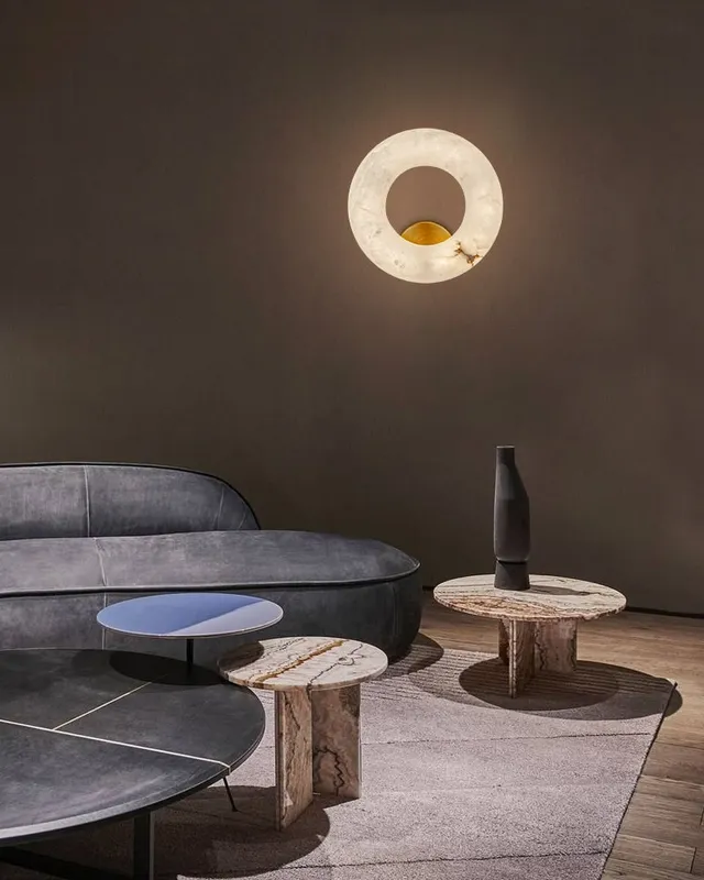 LightsStory Serene Alabaster Wall Sconce - Round Natural Stone — LightsStory LED Wall Lights  