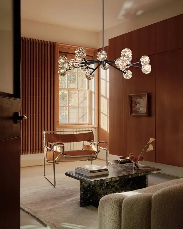 LightsStory Statement Crystal Cluster Pendant Light - Black & Brass — LightsStory LED Linear Lights  