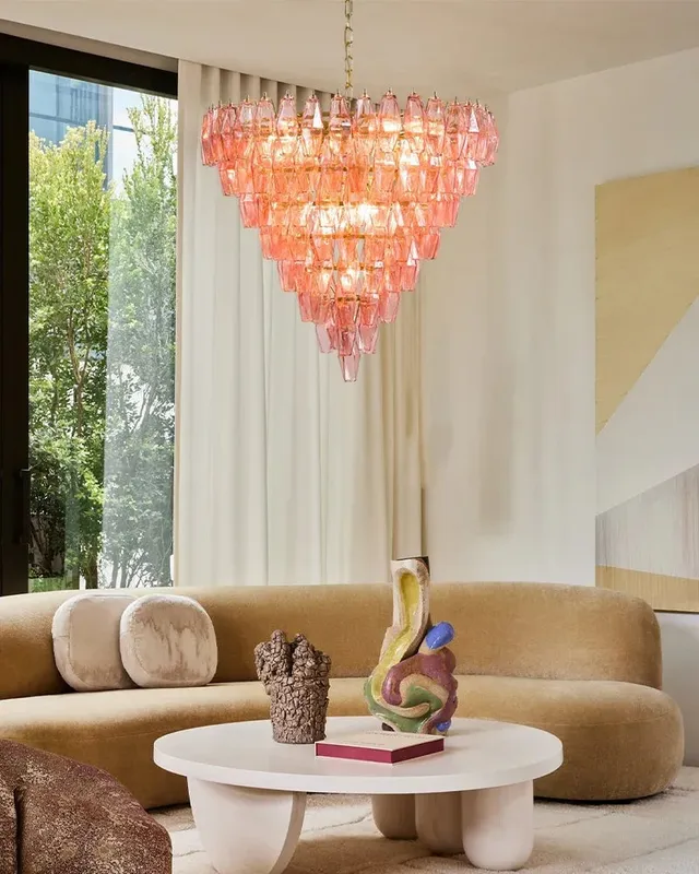 Cortina Statement Murano Glass Chandelier - Multi-Tier Gold — LightsStory LED Pendant Lights  