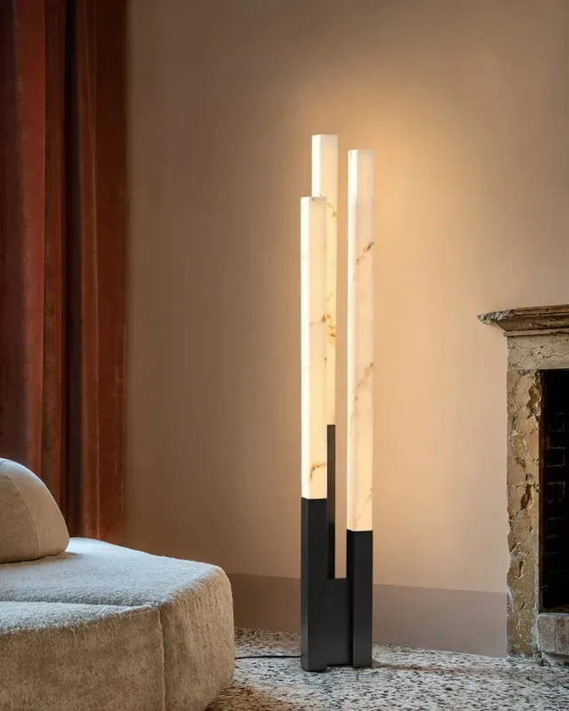 LightsStory Ethereal Linear Floor Lamp - Heritage Brass & Alabaster — LightsStory LED Linear Lights  