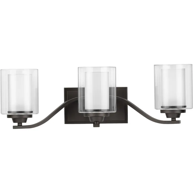 Kene Collection Three-Light Clear Glass Bath Vanity Light — Progress Lighting LED Wall Lights  