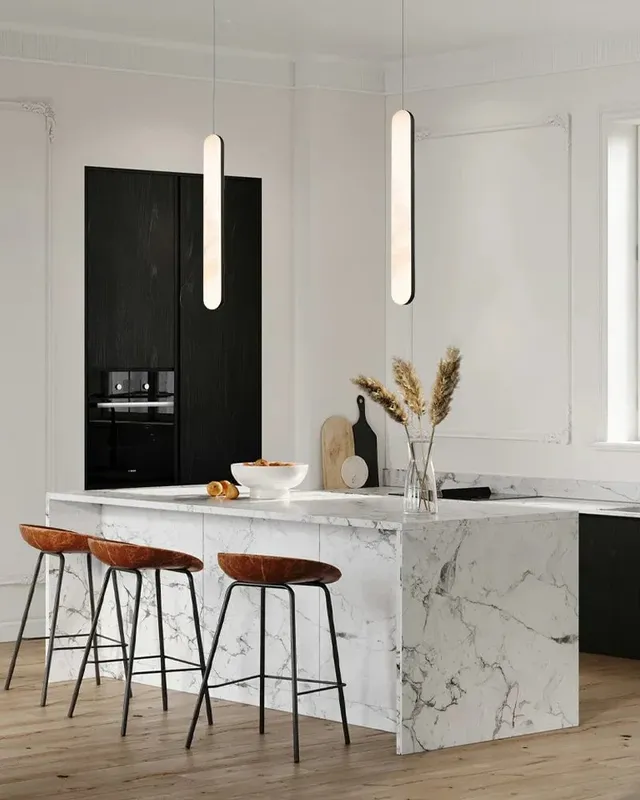 Cadiz Alabaster Linear Pendant Light - Statement Cylinder - Small — LightsStory LED Linear Lights  