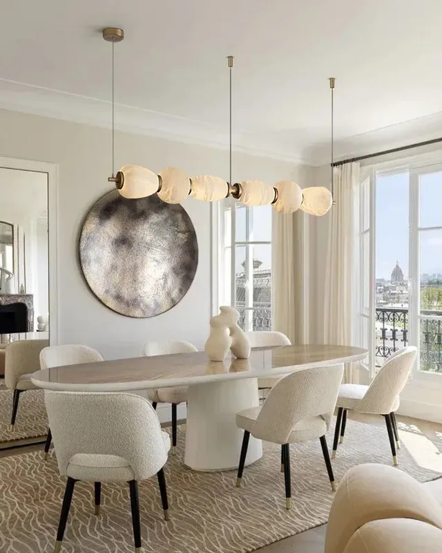 LightsStory Alabaster Linear Pendant Light - Statement Geometric Stone — LightsStory LED Linear Lights  
